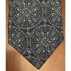 The British Museum London Blue Green 100% Silk Men’s Neck Tie